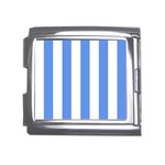 Vertical Stripes - White and Cornflower Blue Mega Link Italian Charm (18mm)