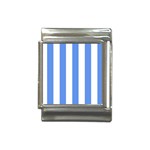 Vertical Stripes - White and Cornflower Blue Italian Charm (13mm)