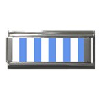 Vertical Stripes - White and Cornflower Blue Superlink Italian Charm (9mm)