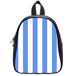 Vertical Stripes - White and Cornflower Blue School Bag (Small)