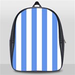 Vertical Stripes - White and Cornflower Blue School Bag (Large)