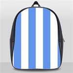 Vertical Stripes - White and Cornflower Blue School Bag (XL)