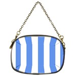 Vertical Stripes - White and Cornflower Blue Chain Purse (One Side)