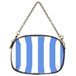 Vertical Stripes - White and Cornflower Blue Chain Purse (Two Sides)