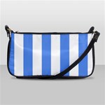 Vertical Stripes - White and Cornflower Blue Shoulder Clutch Bag