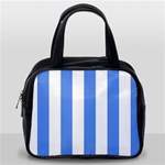 Vertical Stripes - White and Cornflower Blue Classic Handbag (One Side)