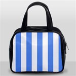 Vertical Stripes - White and Cornflower Blue Classic Handbag (Two Sides)