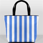 Vertical Stripes - White and Cornflower Blue Bucket Bag