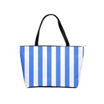 Vertical Stripes - White and Cornflower Blue Classic Shoulder Handbag (One Side)