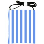 Vertical Stripes - White and Cornflower Blue Shoulder Sling Bag