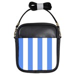 Vertical Stripes - White and Cornflower Blue Girls Sling Bag