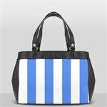 Vertical Stripes - White and Cornflower Blue Classic Oversize Office Handbag (Two Sides)