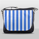 Vertical Stripes - White and Cornflower Blue Messenger Bag