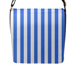 Vertical Stripes - White and Cornflower Blue Flap Closure Messenger Bag (L)