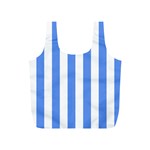 Vertical Stripes - White and Cornflower Blue Full Print Recycle Bag (S)