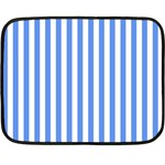 Vertical Stripes - White and Cornflower Blue Fleece Blanket (Mini)