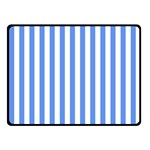 Vertical Stripes - White and Cornflower Blue Fleece Blanket (Small) (One Side)