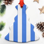 Vertical Stripes - White and Cornflower Blue Ornament (Christmas Tree)