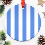 Vertical Stripes - White and Cornflower Blue Ornament (Round)