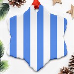 Vertical Stripes - White and Cornflower Blue Snowflake Ornament (Two Sides)