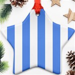 Vertical Stripes - White and Cornflower Blue Ornament (Star)