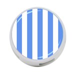 Vertical Stripes - White and Cornflower Blue 4-Port USB Hub (One Side)