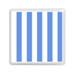 Vertical Stripes - White and Cornflower Blue Memory Card Reader with Storage (Square)