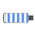 Vertical Stripes - White and Cornflower Blue Portable USB Flash (One Side)