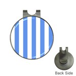 Vertical Stripes - White and Cornflower Blue Golf Ball Marker Hat Clip