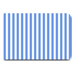 Vertical Stripes - White and Cornflower Blue Large Doormat