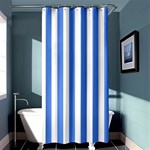 Vertical Stripes - White and Cornflower Blue Shower Curtain 36  x 72  (Stall)