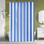 Vertical Stripes - White and Cornflower Blue Shower Curtain 48  x 72  (Small)