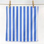 Vertical Stripes - White and Cornflower Blue Face Towel