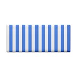 Vertical Stripes - White and Cornflower Blue Hand Towel