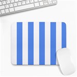 Vertical Stripes - White and Cornflower Blue Small Mousepad