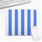 Vertical Stripes - White and Cornflower Blue Large Mousepad