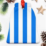 Vertical Stripes - White and Dodger Blue Bell Ornament (Two Sides)