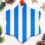 Vertical Stripes - White and Dodger Blue Snowflake Ornament (Two Sides)