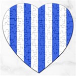 Vertical Stripes - White and Royal Blue Jigsaw Puzzle (Heart)