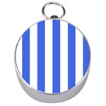 Vertical Stripes - White and Royal Blue Silver Compass