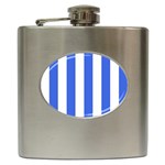 Vertical Stripes - White and Royal Blue Hip Flask (6 oz)