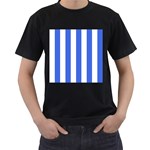 Vertical Stripes - White and Royal Blue Men s T-Shirt (Black)