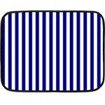 Vertical Stripes - White and Dark Blue Fleece Blanket (Mini)