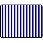 Vertical Stripes - White and Dark Blue Fleece Blanket (Medium) (One Side)