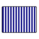 Vertical Stripes - White and Dark Blue Fleece Blanket (Small) (One Side)