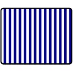 Vertical Stripes - White and Dark Blue Double Sided Fleece Blanket (Medium) (Two Sides)