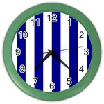 Vertical Stripes - White and Dark Blue Color Wall Clock