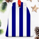 Vertical Stripes - White and Dark Blue Ornament (Bell)