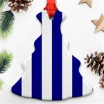 Vertical Stripes - White and Dark Blue Ornament (Christmas Tree)