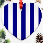 Vertical Stripes - White and Dark Blue Ornament (Heart)